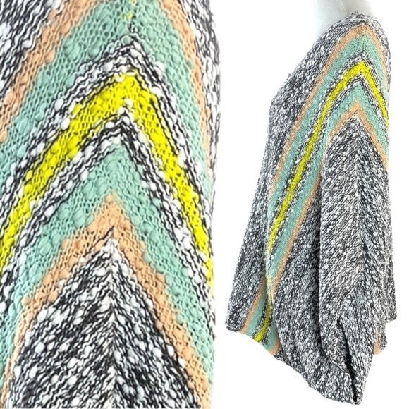 O’Neill Oversized Striped Knit Sweater Women’s XS/S Gray Multicolor Boho Top - Picture 5 of 14